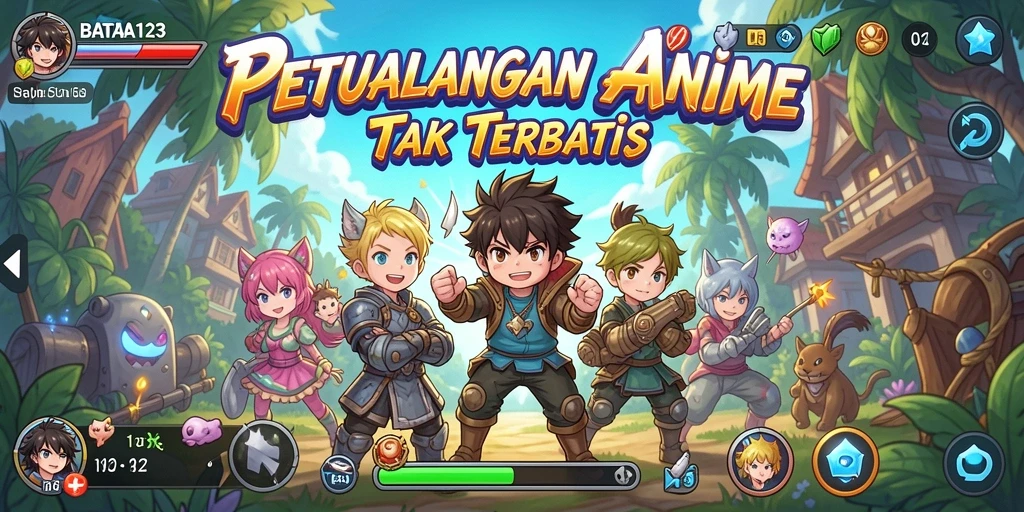 Screenshot yang menampilkan aksi seru BATA123 dengan karakter anime.
