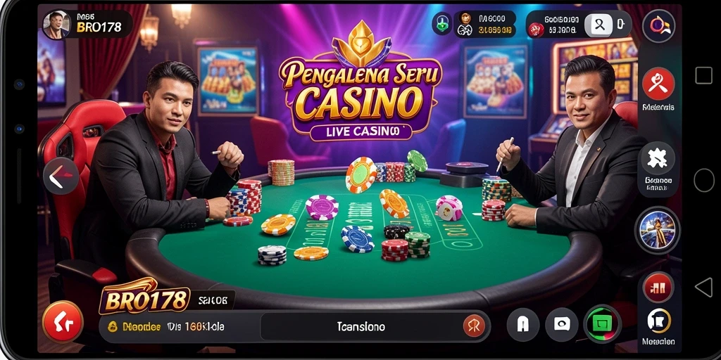 Screenshot utama BRO178 menampilkan gameplay Live Casino yang menarik dan interaktif.