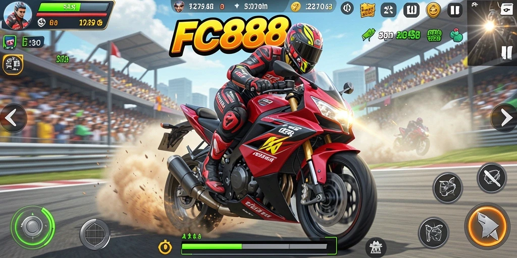 Tampilan gameplay balapan motor yang seru dan menantang.