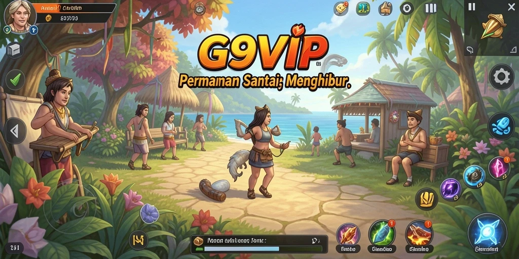 Tampilan gameplay G9VIP yang ceria dan penuh warna.