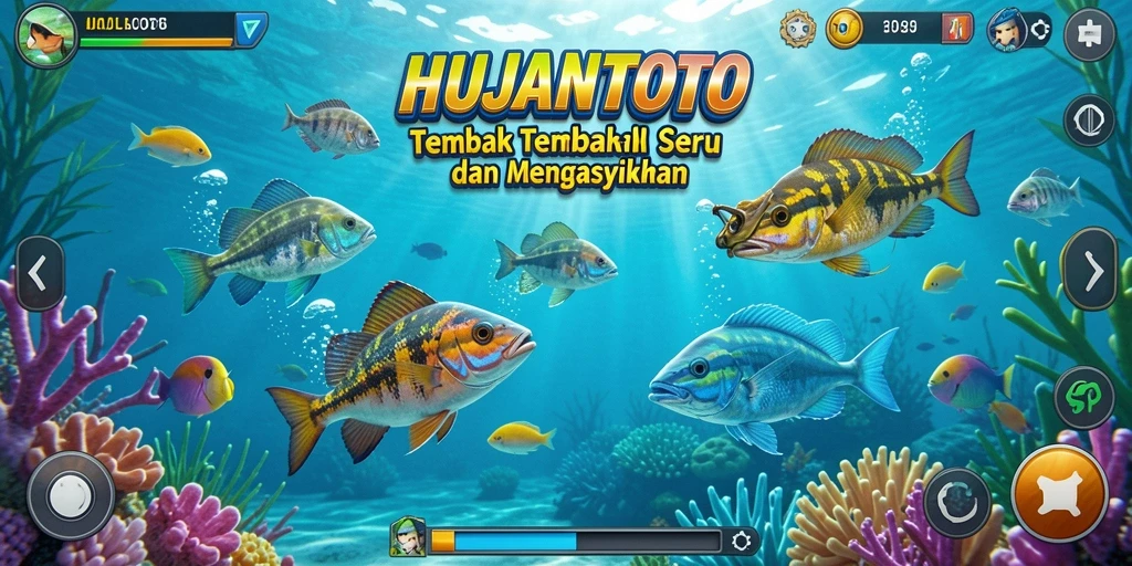 Tangkapan screenshot menunjukkan gameplay menembak ikan yang seru.