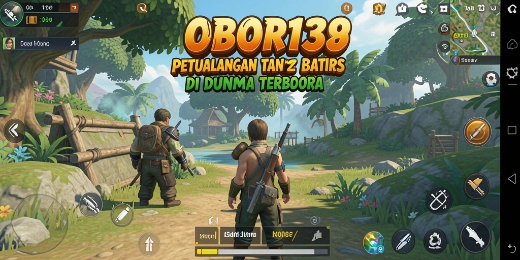 Screenshot OBOR138 menampilkan pemain sedang menjelajahi pemandangan indah di dunia terbuka.