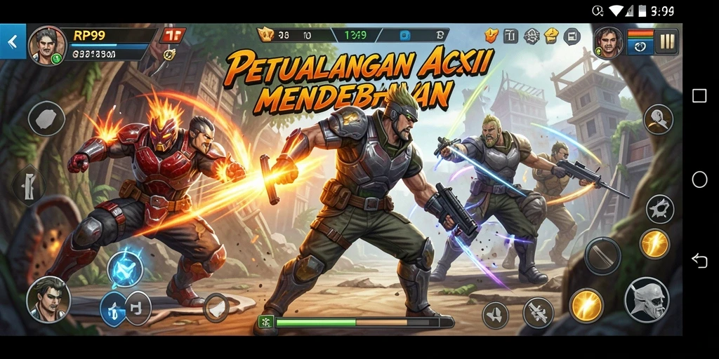 Tampilan layar gameplay yang intens dalam RP99.