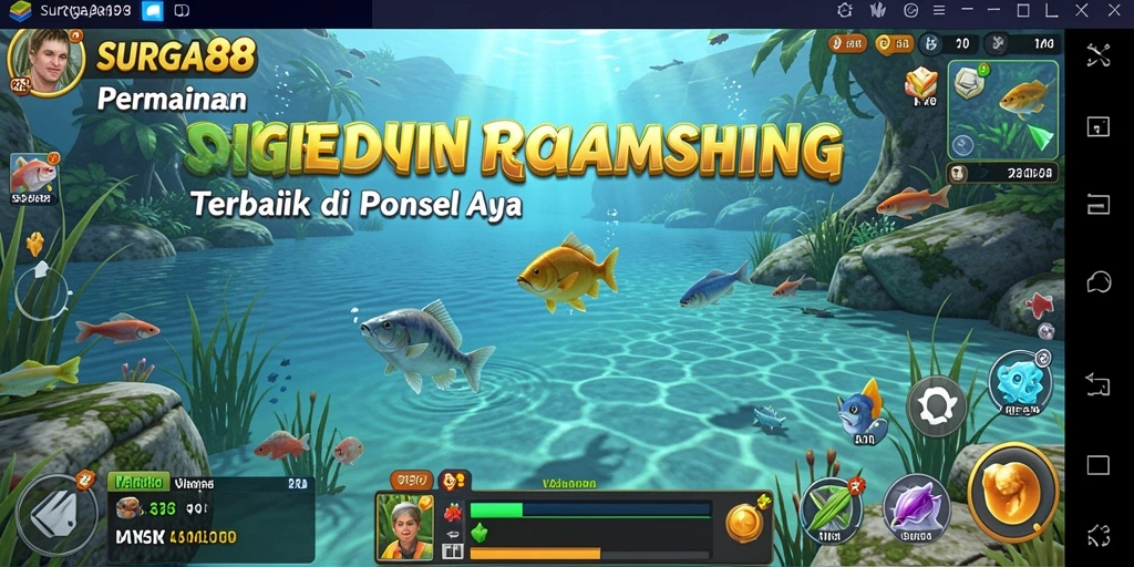Tampilan gameplay SURGA88 yang penuh aksi dalam memancing ikan.