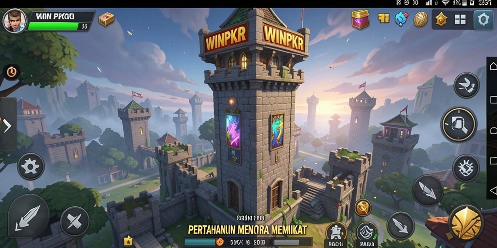 Tampilan gameplay strategis dalam permainan Tower Defense WINPKR.